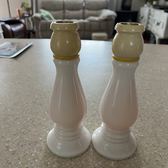 VTG Avon Buttercup Candlesticks with Sonnet & Imperial Garden Cologne Set of 2 - Picture 3 of 8